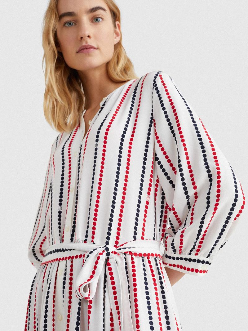 Női Tommy Hilfiger Dot Midi Shirtdress Dresses Stripes | HU 58UZG